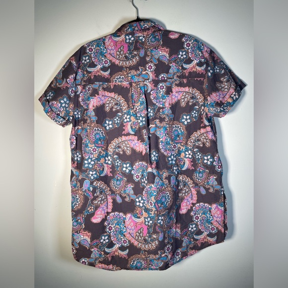 We The Free People Poolside Boyfriend Paisley Button Down Shirt Women’s Sz S - Picture 14 of 16
